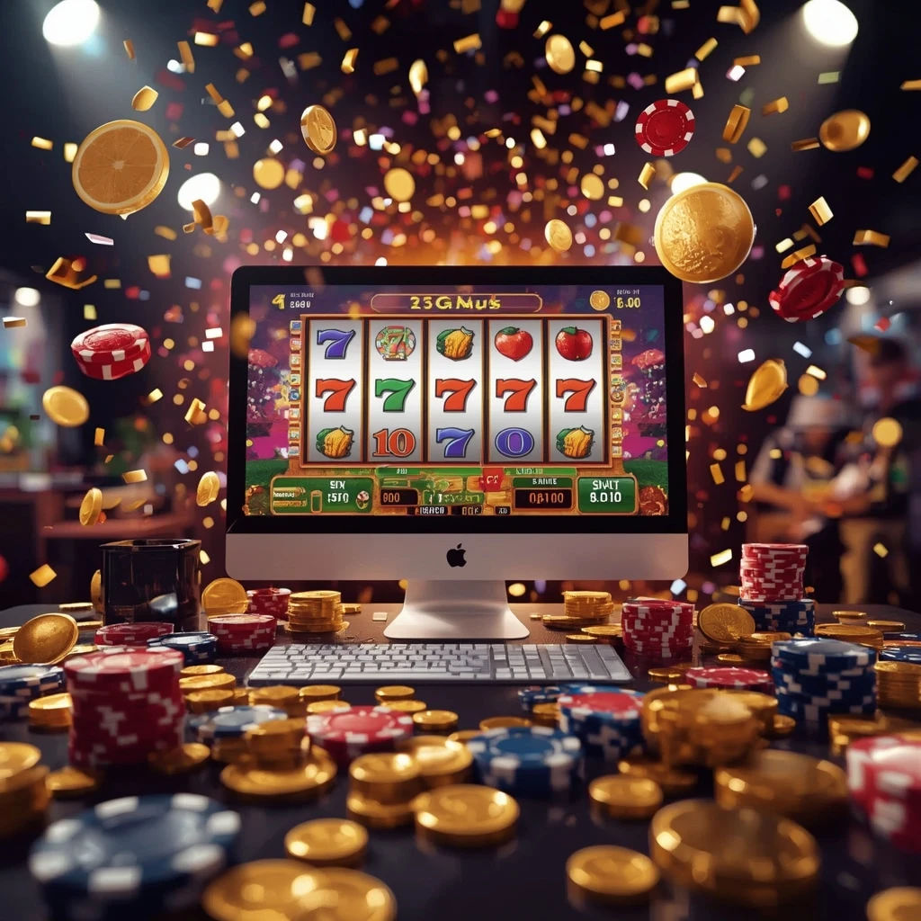 slot machines on the monitor LUCKY BLOCK CASINO